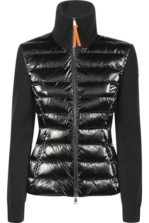 Moncler Sweaters for Women Moncler Black Down Cardigan