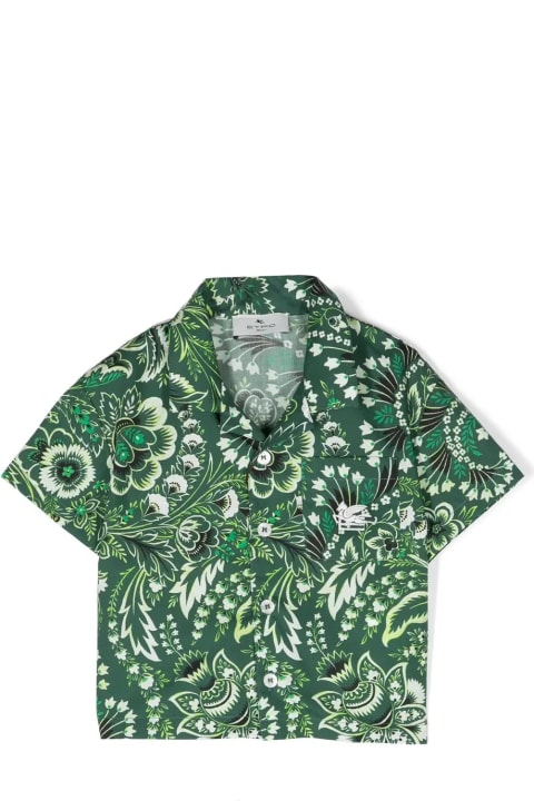 Fashion for Baby Boys Etro Green Bowling Shirt With Paisley Print