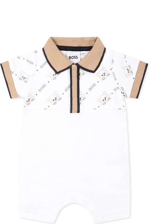 Hugo Boss Bodysuits & Sets for Baby Boys Hugo Boss White Romper For Baby Boy With Logo