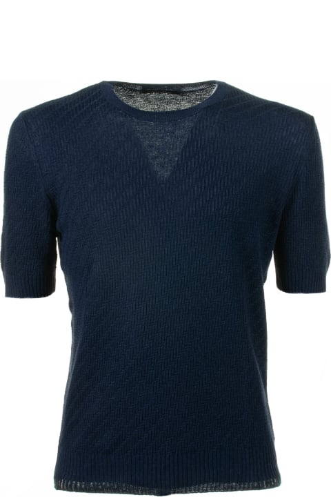 Tagliatore for Men Tagliatore Blue Knitted T-shirt