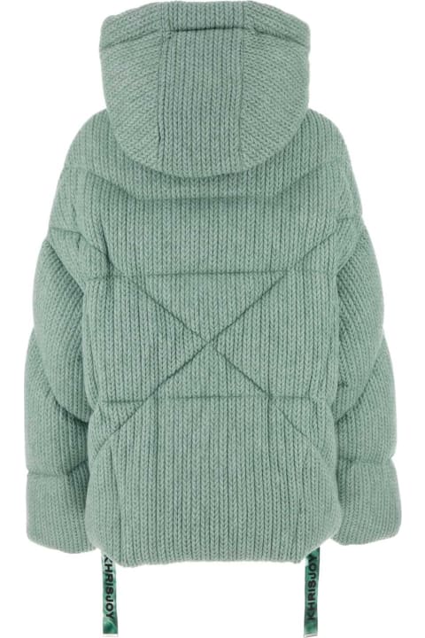 Khrisjoy Coats & Jackets for Women Khrisjoy Mint Green Knit Puff Down Jacket