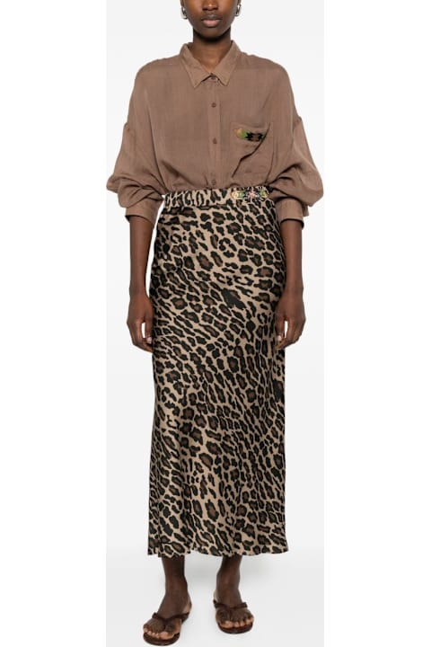 Bazar Deluxe for Men Bazar Deluxe Leopard Print Midi Skirt