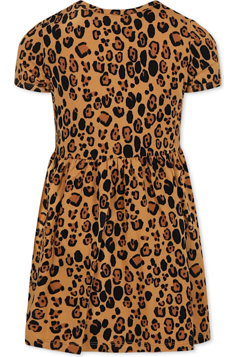 Mini Rodini Dresses for Girls Mini Rodini Beige Dress For Girl With Spotted Print