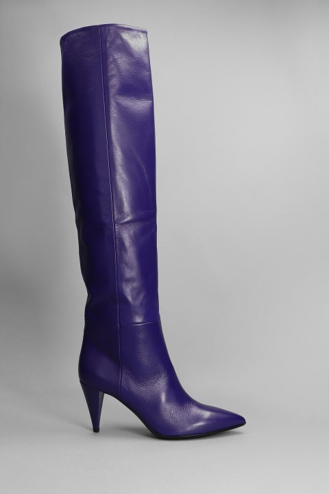 High Heels Boots In Viola Leather