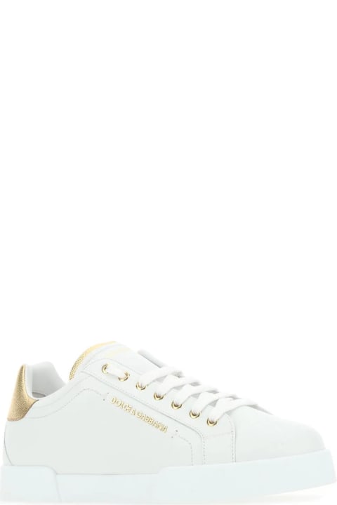 Dolce & Gabbana Menのセール Dolce & Gabbana White Leather Portofino Sneakers