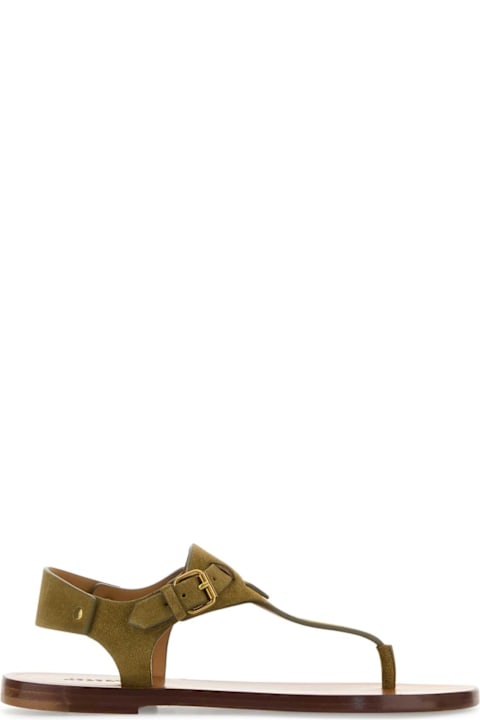 Isabel Marant for Women Isabel Marant Army Green Suede Thong Sandals