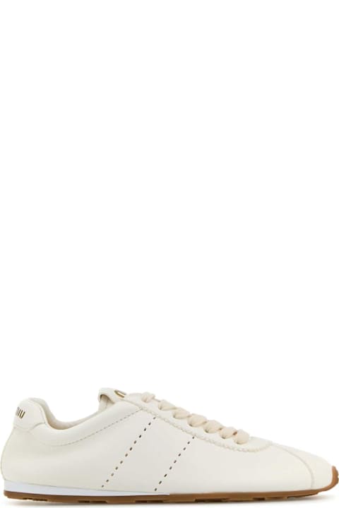 Miu Miu for Women Miu Miu White Leather Plume Sneakers
