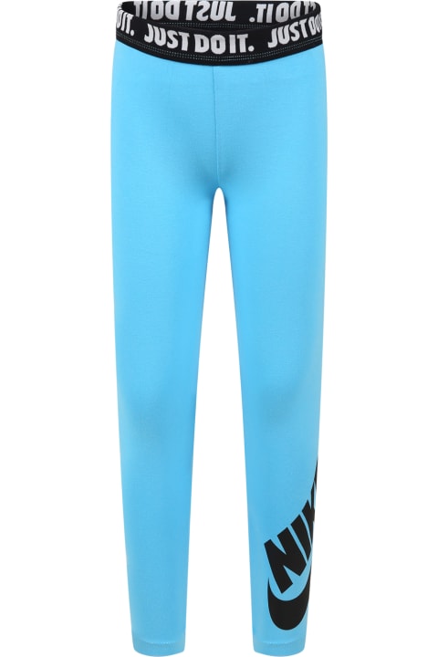 Nike Bottoms for Girls Nike Light Blue Trousers For Girl With Log And "just Do It" Writing