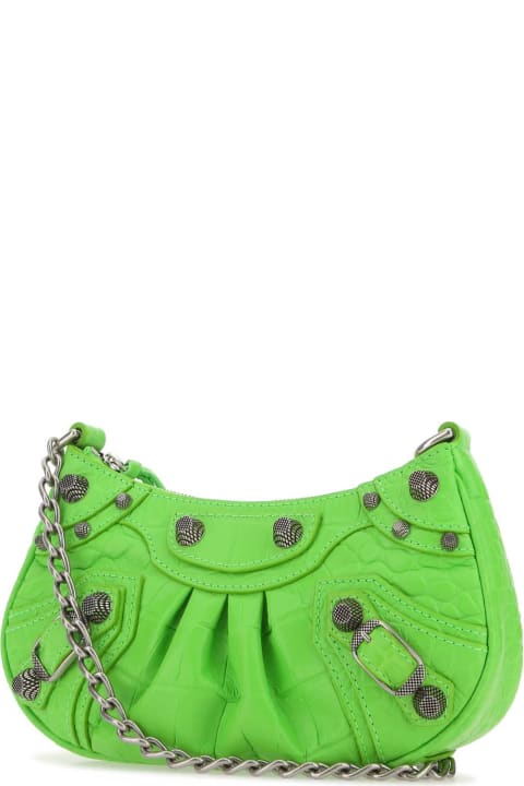 Balenciaga for Women Balenciaga Fluo Green Leather Le Cagole Mini Handbag