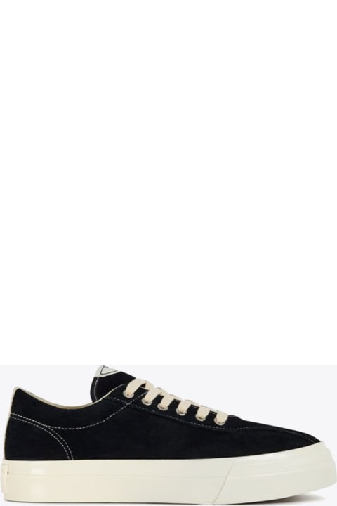 Dellow Suede Black suede low sneaker with contrasting stitchings - Dellow suede