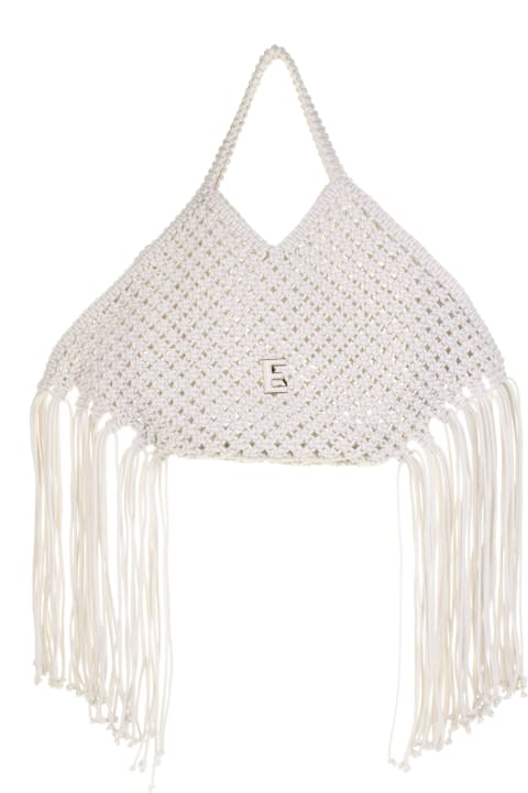 Bags for Women Ermanno Scervino White Rina Shopping Bag In Woven Cotton