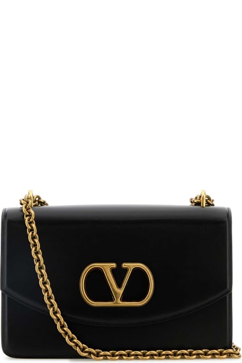 Homeware Valentino Garavani Black Leather Vain Shoulder Bag