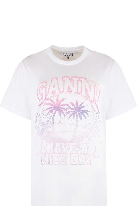 Ganni for Women Ganni White Cotton T-shirt