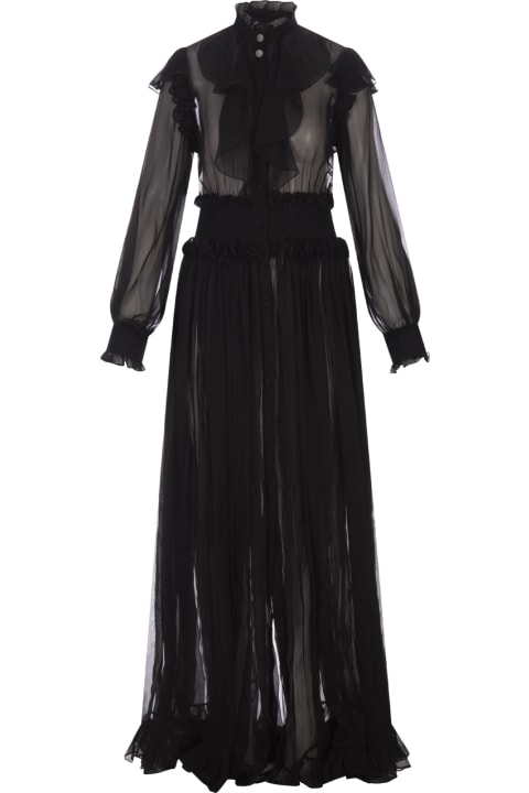 Roberto Cavalli for Women Roberto Cavalli Black Long Dress With Ruffles