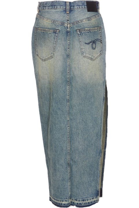 Jeans for Women R13 Denim Devon Side Slit Skirt