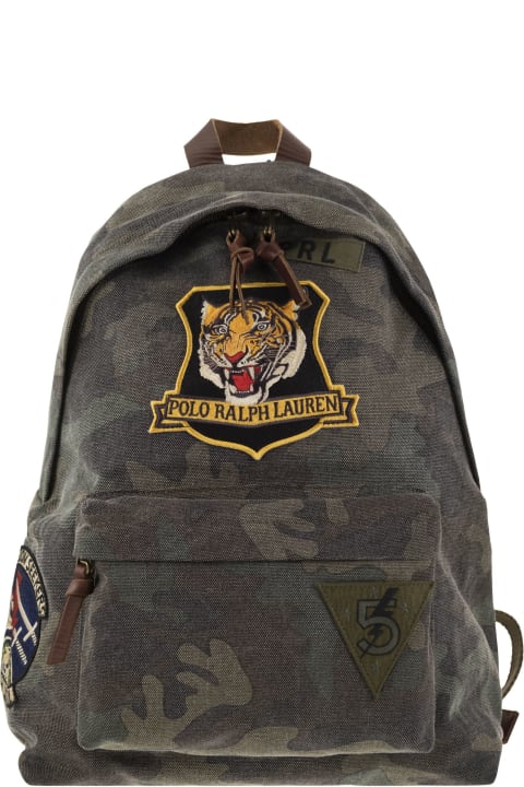 Polo Ralph Lauren Backpacks for Men Polo Ralph Lauren Camouflage Canvas Backpack With Tiger