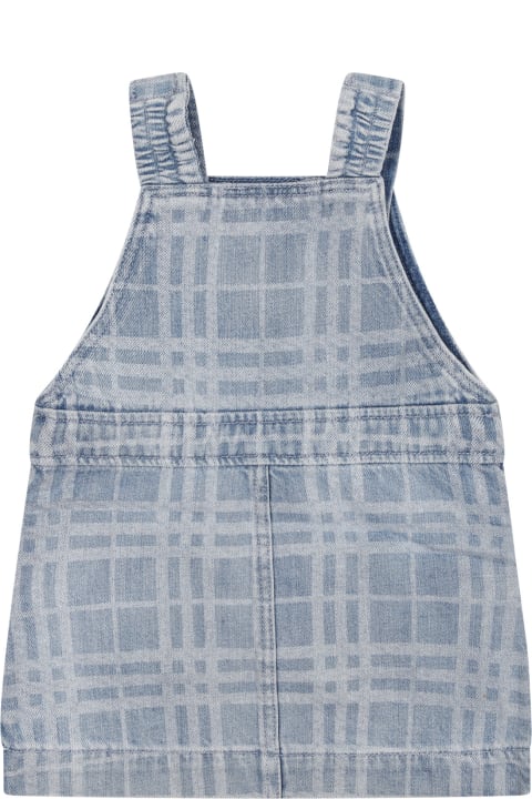 Topwear for Baby Boys Burberry Denim Dungarees For Baby Girl With Iconic All-over Check