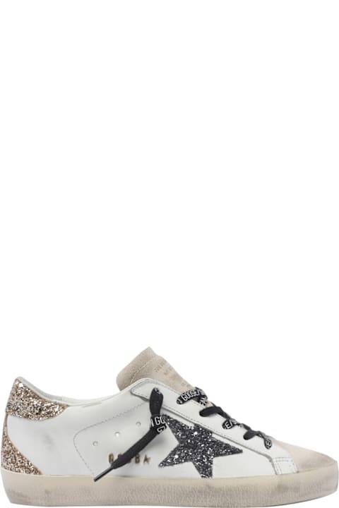Golden Goose Super-star Leather Upper Glitter Star Heel And Spur Metal Lettering