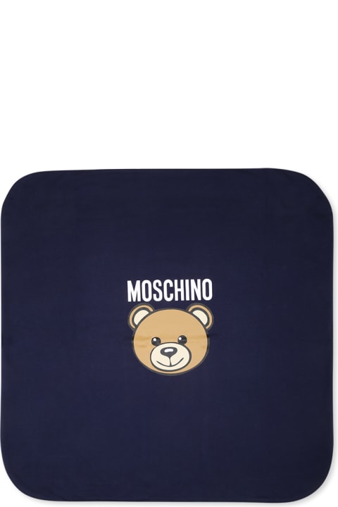 Fashion for Baby Girls Moschino Blue Blanket For Baby Boy With Teddy Bear