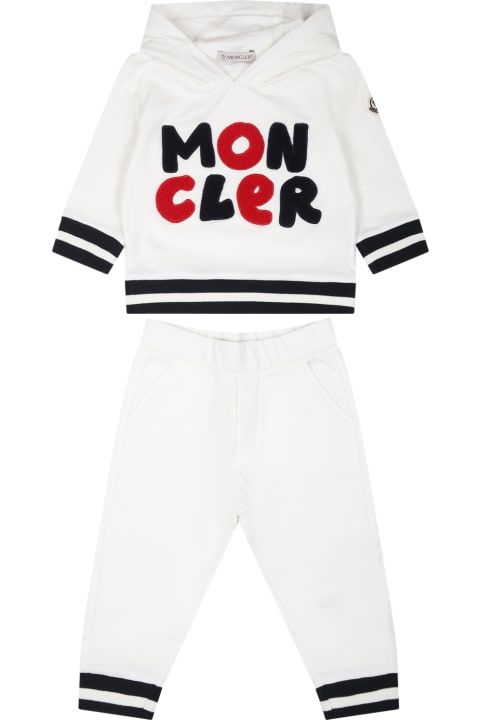 Bottoms for Baby Boys Moncler White Set For Baby Boy With Logo