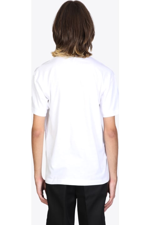 Mens T-shirt Short Sleeve Knit White T-shirt With Pixel Heart Patch.
