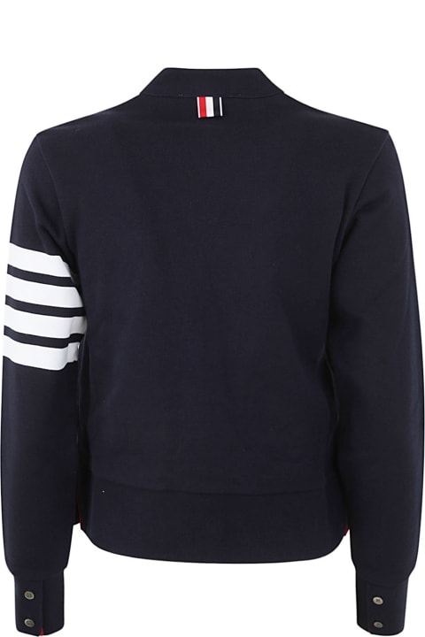 Fashion for Women Thom Browne V-neck Cardigan With Engineered 4 In Classic Loopback