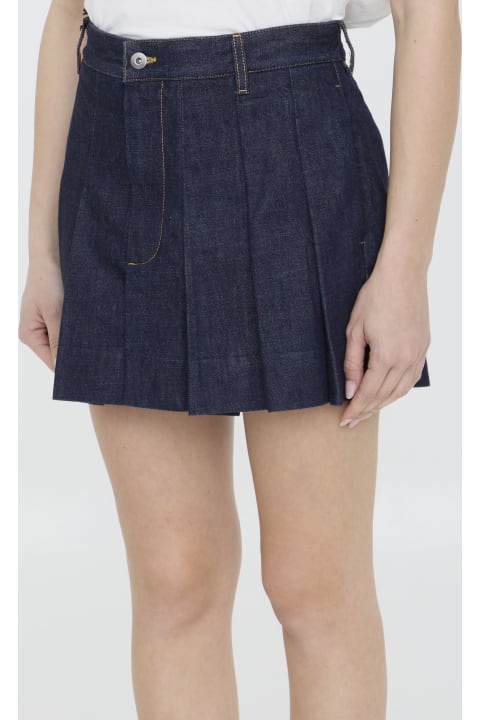 Skirts for Women Bottega Veneta Pleated Denim Skirt