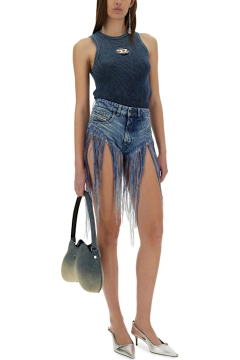 Diesel Clothing for Women Diesel Fringed Denim Shorts
