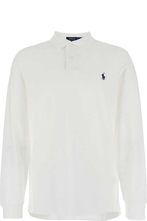 Homeware Ralph Lauren 'custom Slim Fit' White Polo With Classic Collar And Pony Embroidered On The Front In Cotton Man