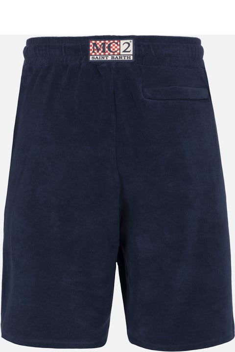أدوات منزلية MC2 Saint Barth Man Navy Blue Terry Bermuda Shorts Rande Sponge