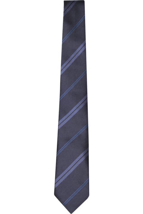 Ties for Men Tom Ford Regimental Patterned Blue Tie