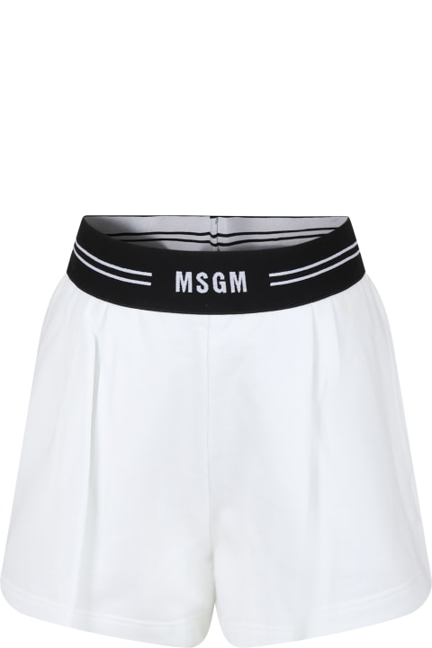 Fashion for Girls MSGM White Shorts For Girl With Logo