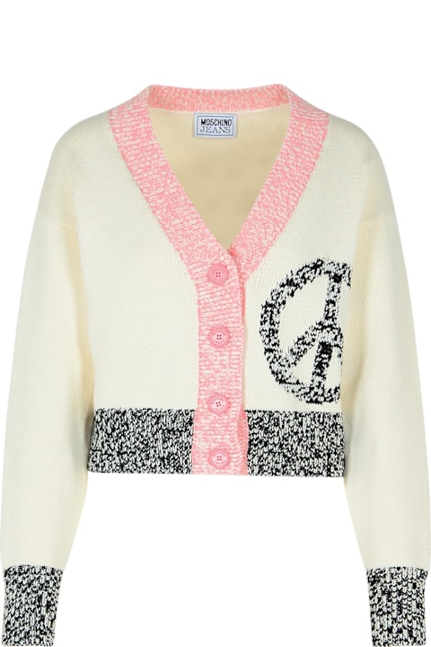 Homeware M05CH1N0 Jeans White Cotton Blend Cardigan