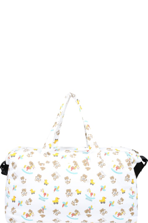 Accessories & Gifts for Baby Girls Moschino White Changing Bag For Babykids With Teddy Bear And Print