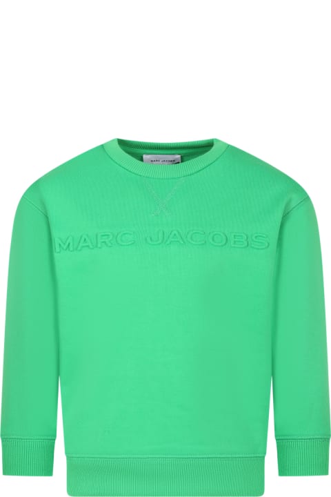 Sweaters & Sweatshirts for Boys Marc Jacobs Green Sweatshirt For Kids With Logo