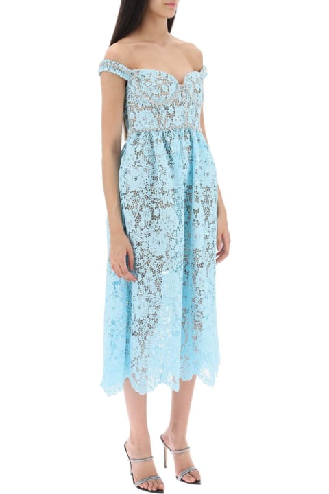 Fashion for Women self-portrait Midi Dress In Floral Lace With Crystals