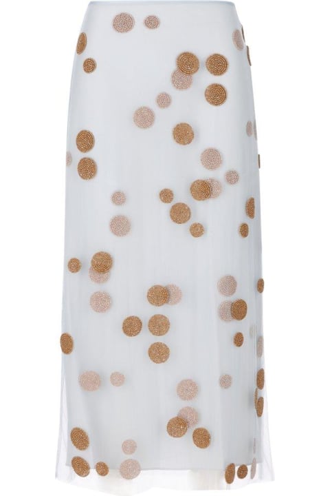 Skirts for Women Fendi Polka Dot Embellished Tulle Midi Skirt