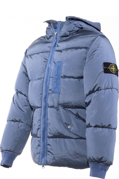 Stone Island for Men Stone Island Down Jacket With Logo On The Sleeve