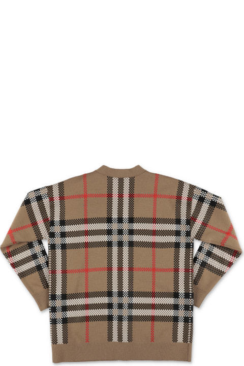 Burberry Sweaters & Sweatshirts for Boys Burberry Burberry Cardigan Johnny Check In Maglia Di Lana Bambino