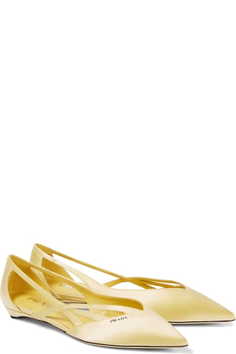Flat Shoes for Women Prada Satin Ballerina Flats