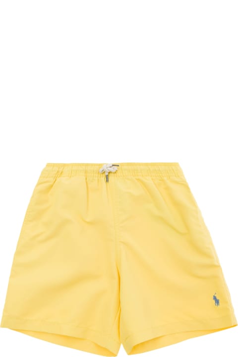 Polo Ralph Lauren Swimwear for Boys Polo Ralph Lauren Yellow Swimsuit With Drawstring In Techno Fabric Boy
