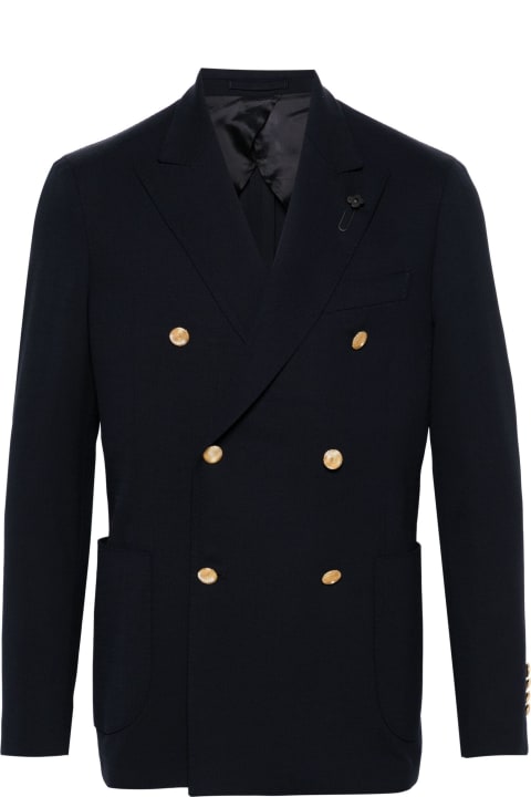 メンズ Lardiniのコート＆ジャケット Lardini Navy Blue Wool Blend Blazer