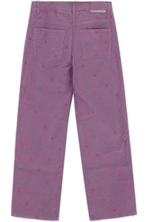 High-waist Heart-embroidered Trousers
