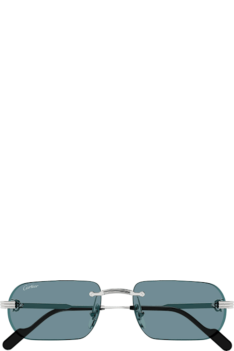 Homeware Cartier Eyewear Signature C De Crtier Ct0577s-006 - Silver / Blue Sunglasses