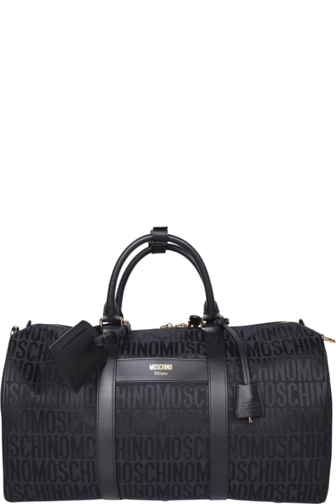 Moschino Luggage for Men Moschino Gold And Black Logo Travel Bag