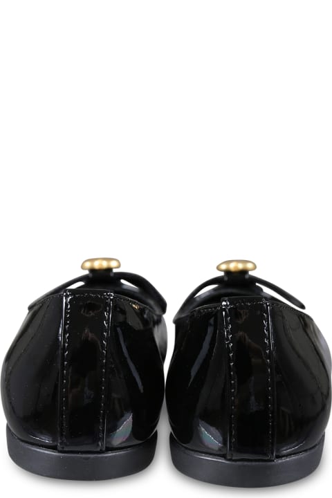 Moschino Black Ballet Flats For Girl With Heart | italist