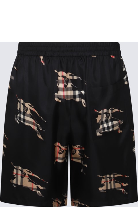 Burberry Pants for Men Burberry Black And Beige Silk Shorts