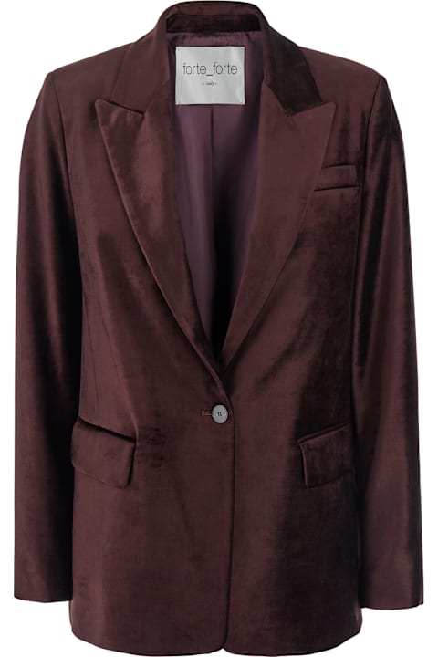 Forte_Forte Coats & Jackets for Women Forte_Forte Brown Single-breasted Jacket With Peak Revers In Cotton Blend Woman