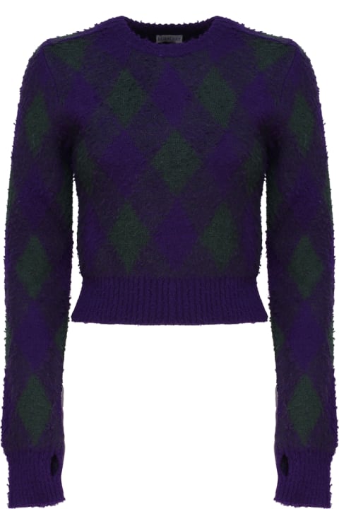 Sweaters for Women Burberry Cropped Sweater In Argyle Wool