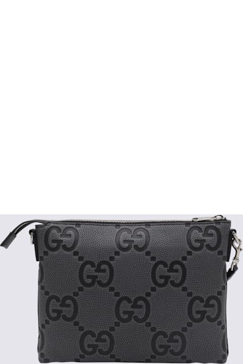 Sale for Men Gucci Dark Grey Leather Jumbo Gg Medium Messenger Bag